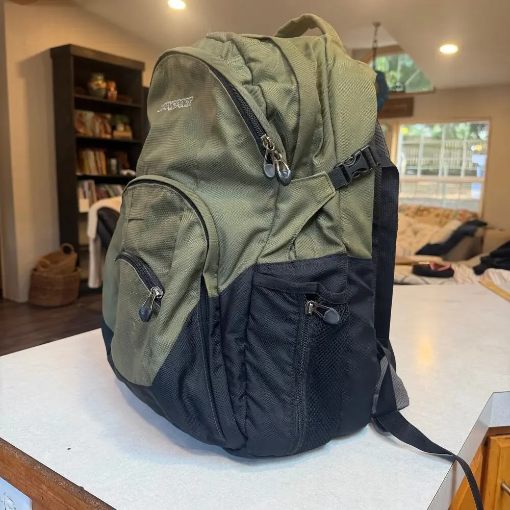 JANSPORT AirLift 2.0 Olive Green Laptop Backpack Bookbag Clamshell Tech Bag